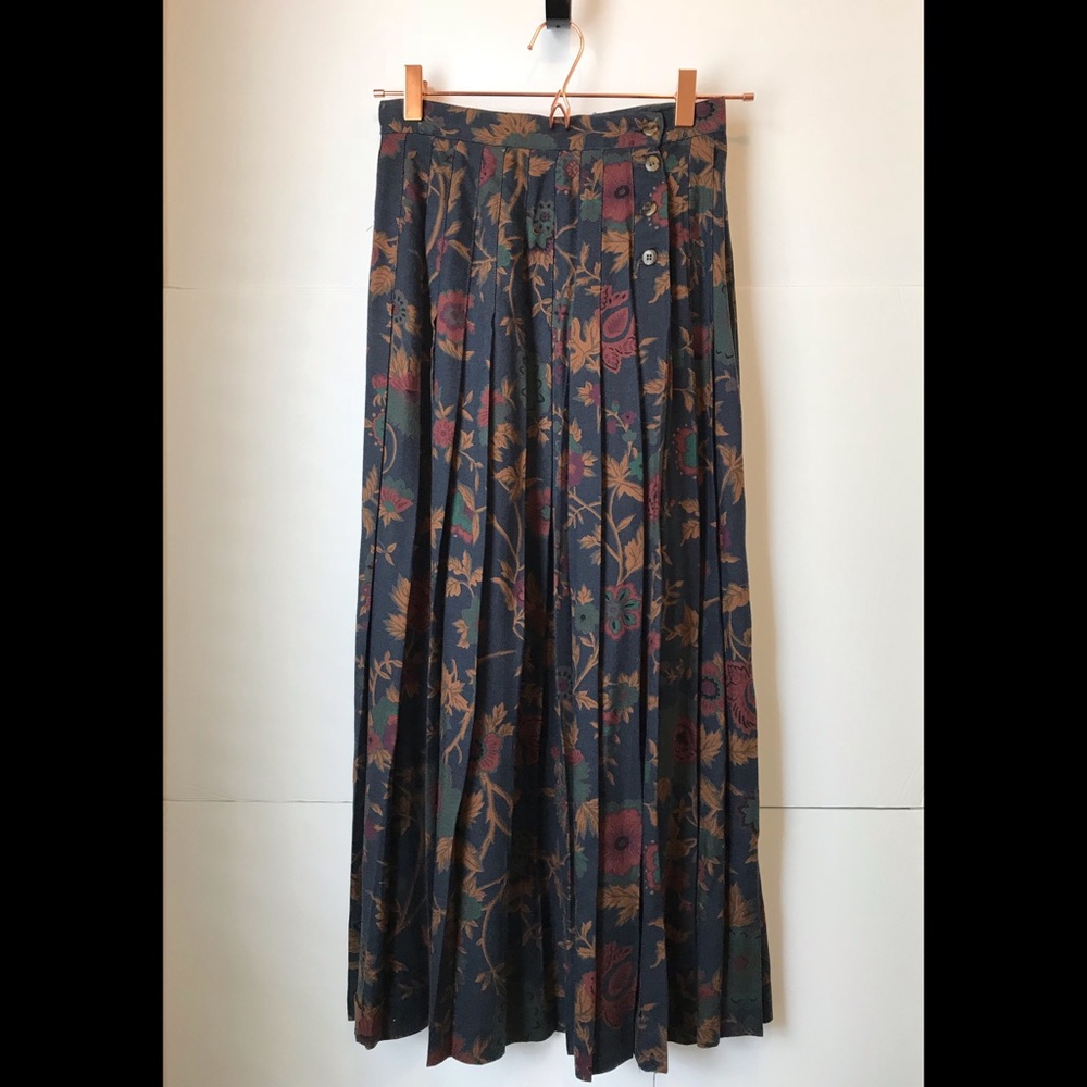 90s vintage dark academia Floral Maxi Skirt